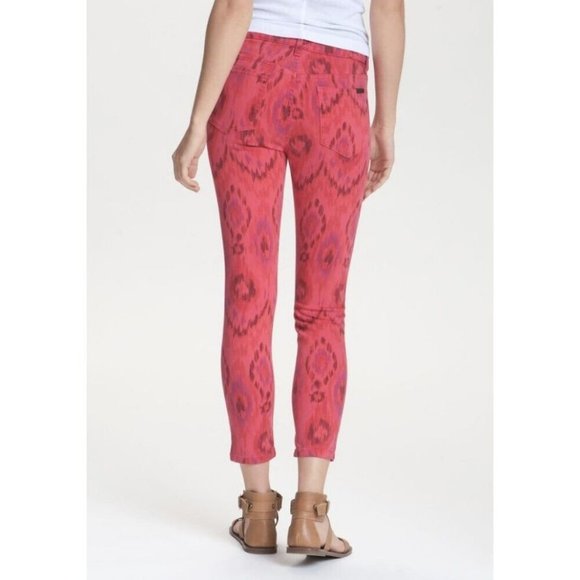 Joe's Jeans Pink Skinny Jeans The High Water Geranium Pattern Ikat Stretch Denim - Picture 14 of 17